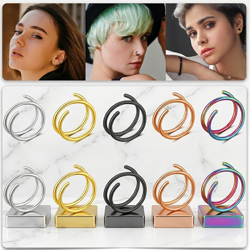 Body Jewelry Nose Ring - 1PC Stainless Steel 316 Double Spiral