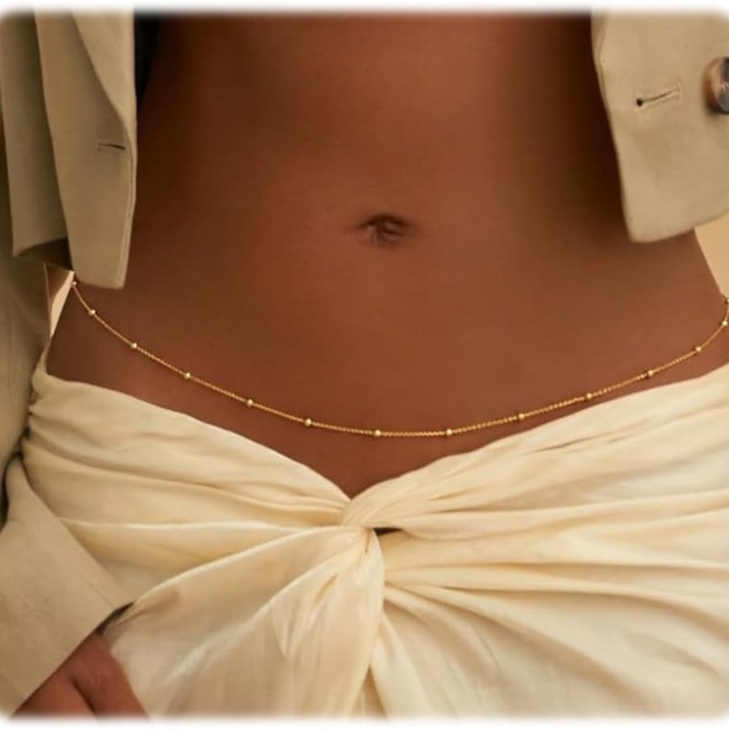 Body Jewelry Gold Plated - Waterproof Waist Chains for Women 14K