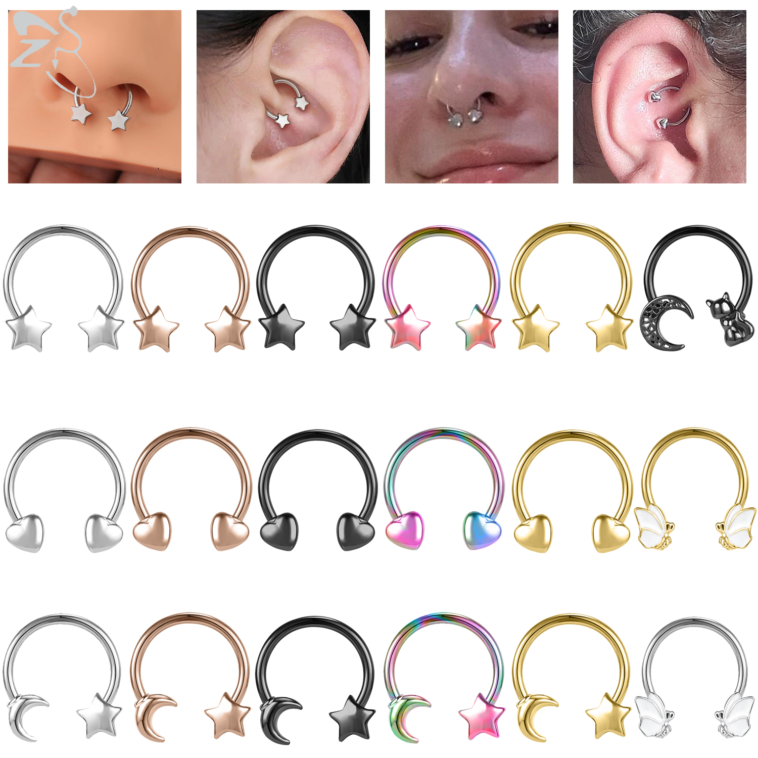 Zoor Body Jewelry - ZS 1PC 16G Star Heart Septum