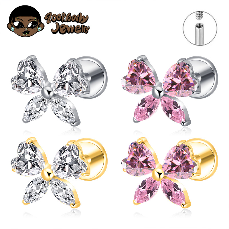ASTM F136 TItanium Heart CZ Bo - Zoor Body Jewelry avaliação e preço