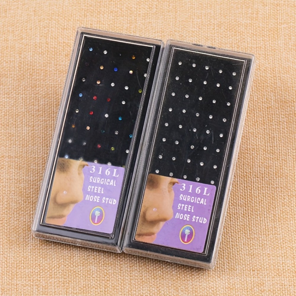 60pcs Nose Ring Set Stud Earri - Body Jewelry Store avaliação e preço