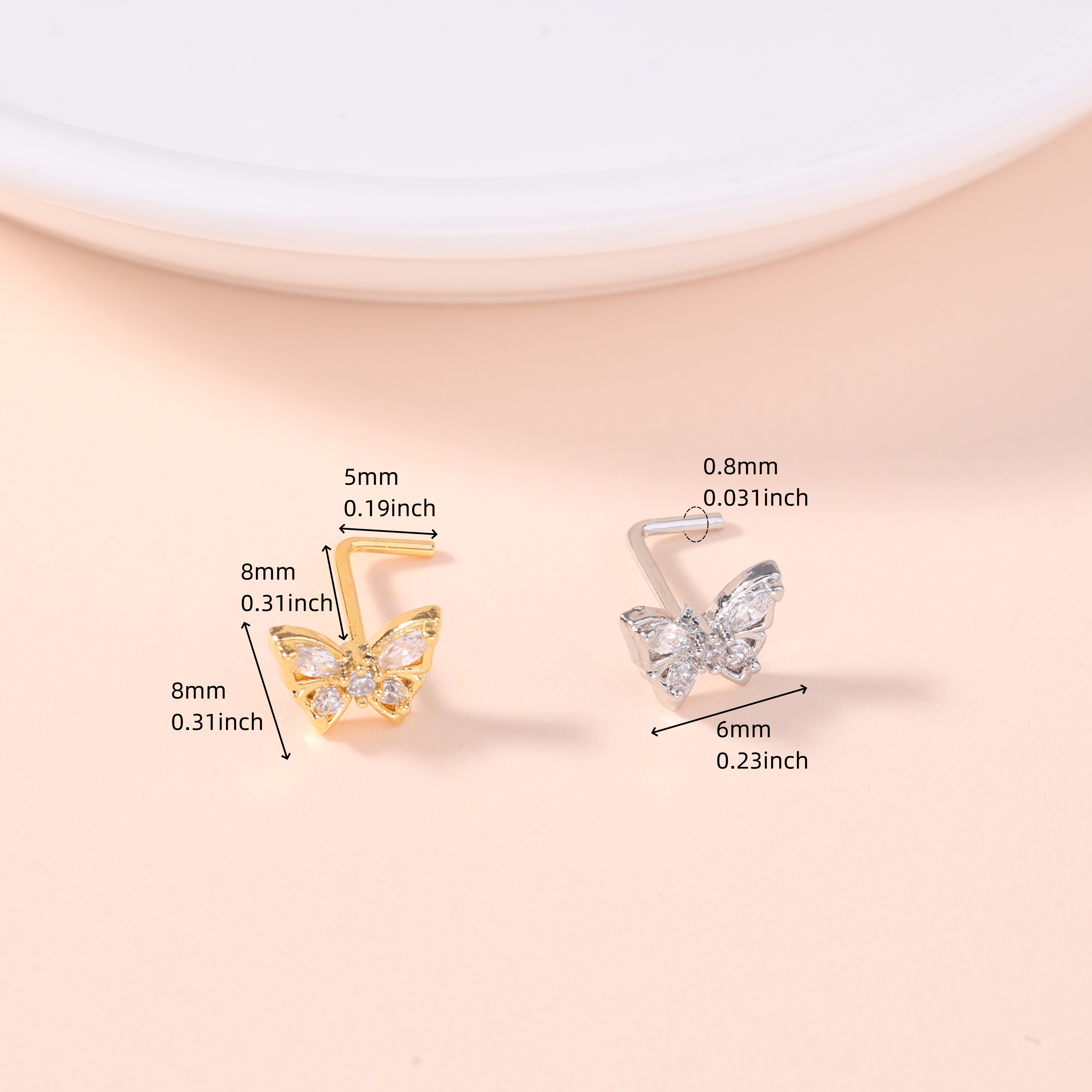 1Pcs Nose Stud Rings L Screw S - Body Jewelry Nose Ring avaliação e preço