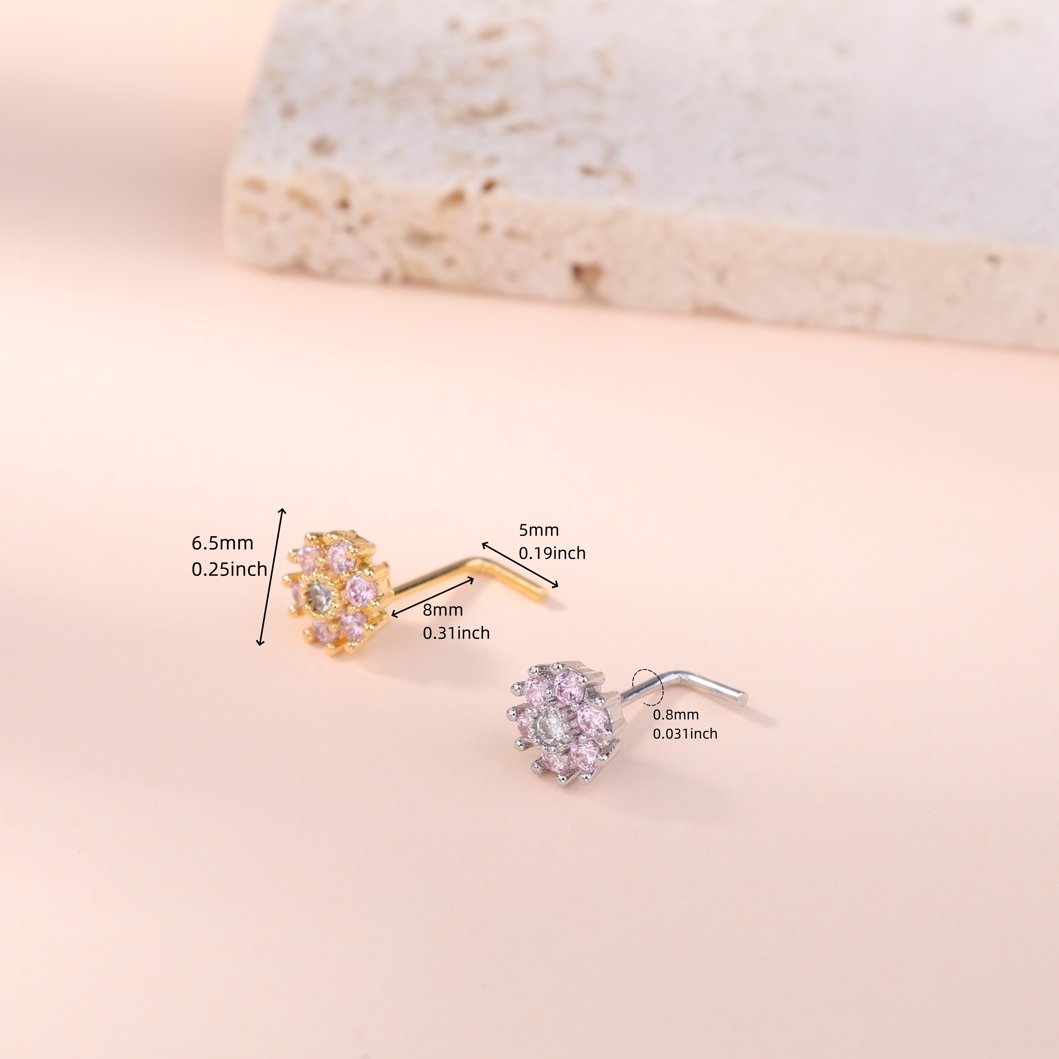 1Pcs Nose Stud Rings L Screw S - Body Jewelry Nose Ring avaliação e preço