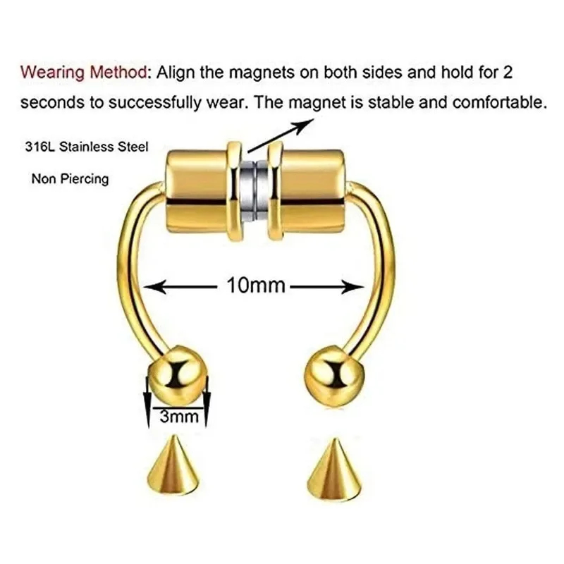 1/2/3Pcs Fake Magnetic Nose Ri - Body Jewelry Nose Ring avaliação e preço