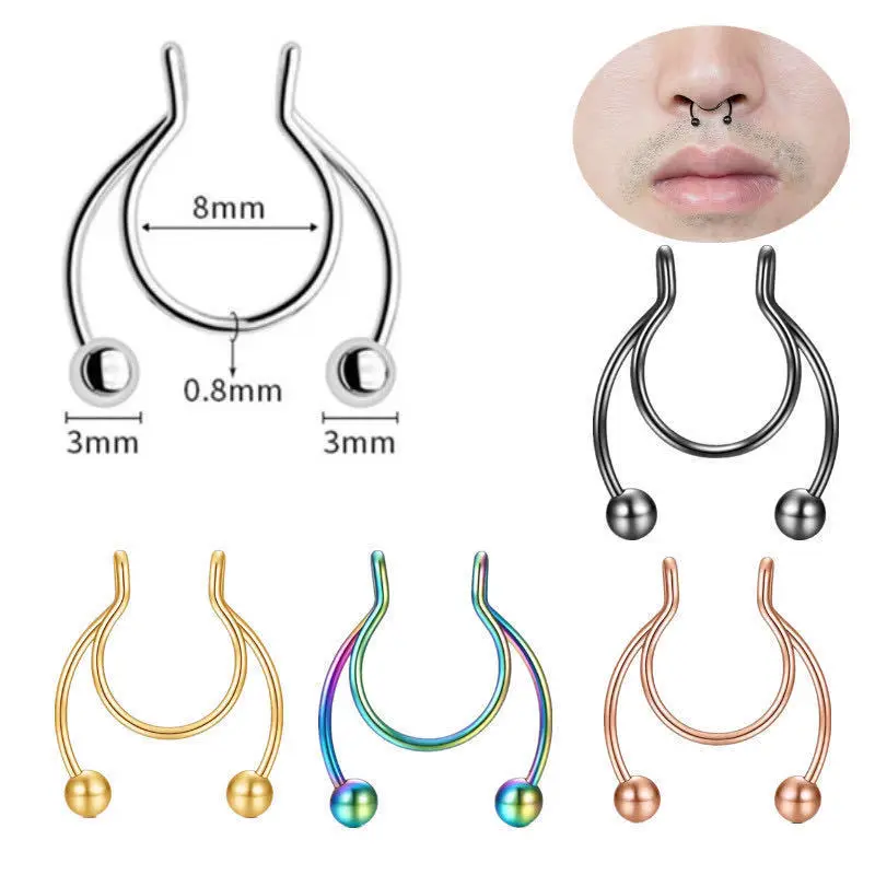 U Shaped Fake Nose Ring Hip Ho - Body Jewelry Nose Ring avaliação e preço