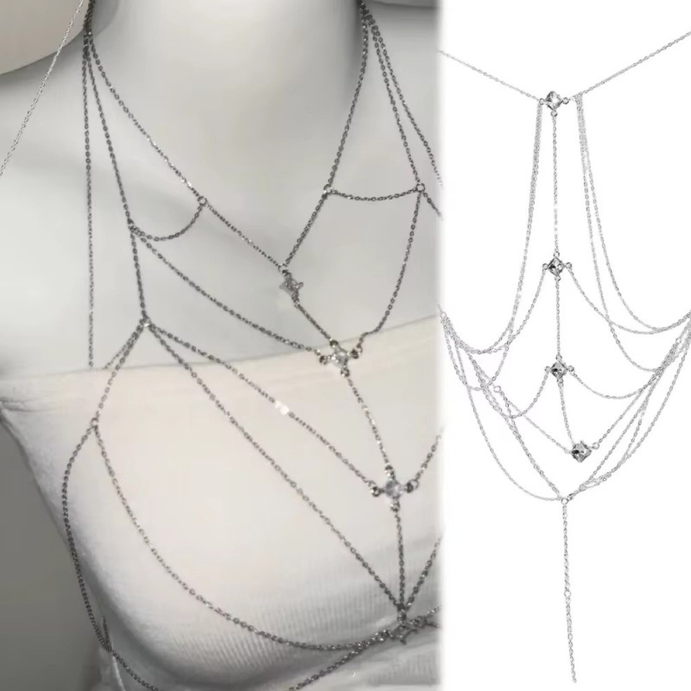 Glitter Rhinestone Bust Chain  - Body Jewelry Chest avaliação e preço