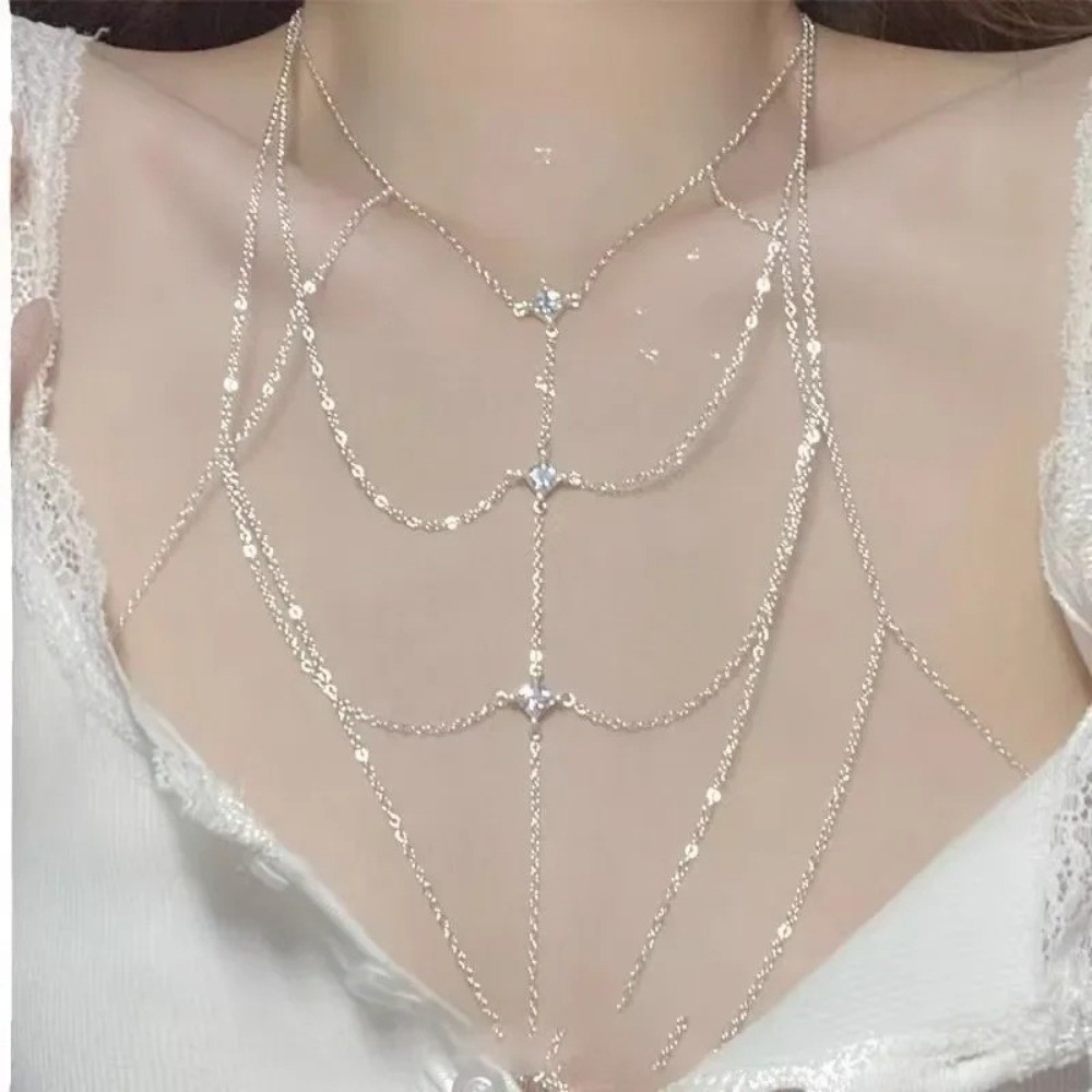 Glitter Rhinestone Bust Chain  - Body Jewelry Chest avaliação e preço