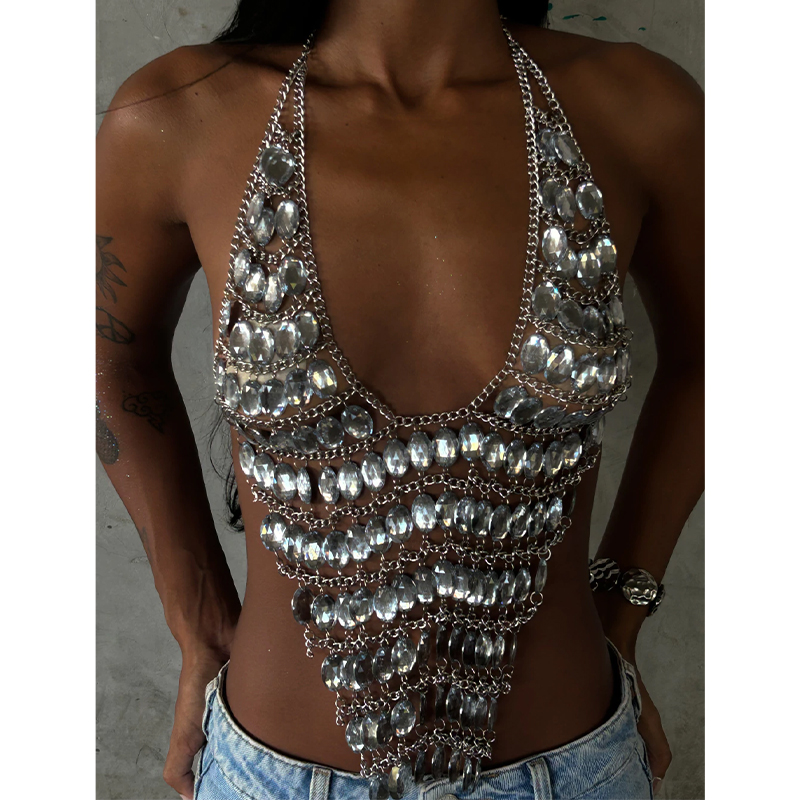 Handmade Backless Rhinestone S - Body Jewelry Bra avaliação e preço
