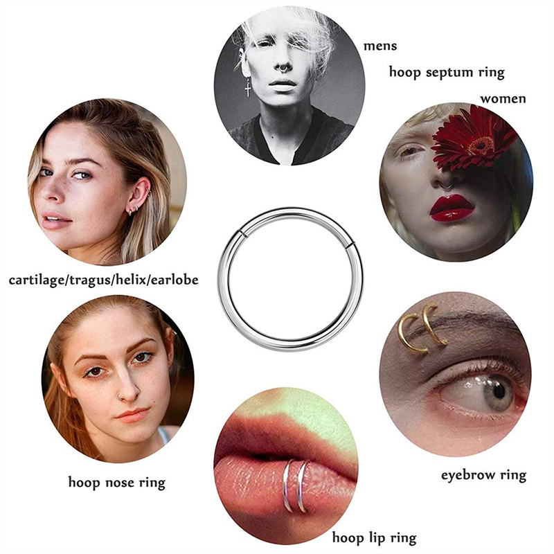 16G 316L Surgical Steel Hinged - Body Jewelry Nose Ring avaliação e preço