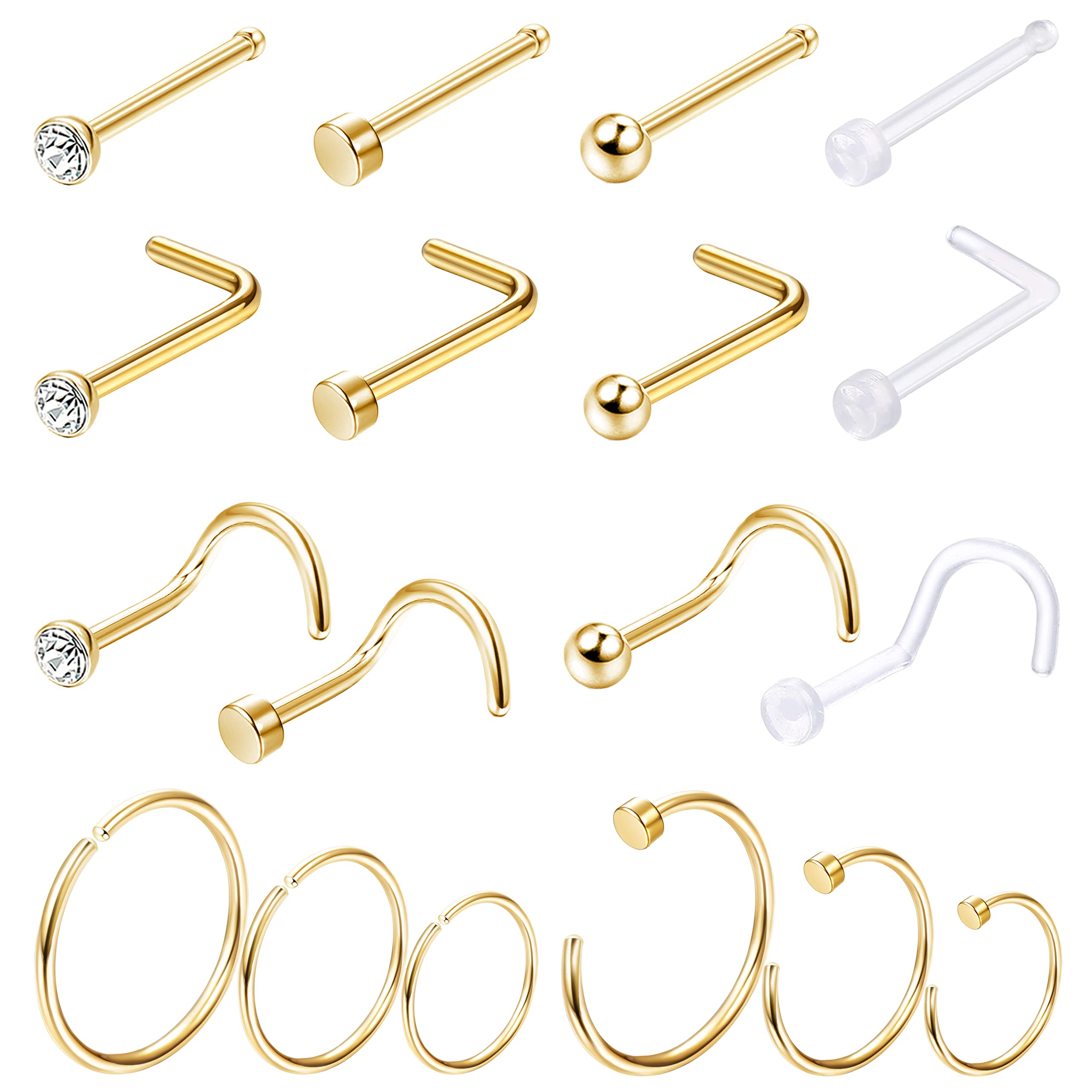 1PCS/18PCS Hypoallergenic Nose - Body Jewelry For Sensitive Skin avaliação e preço
