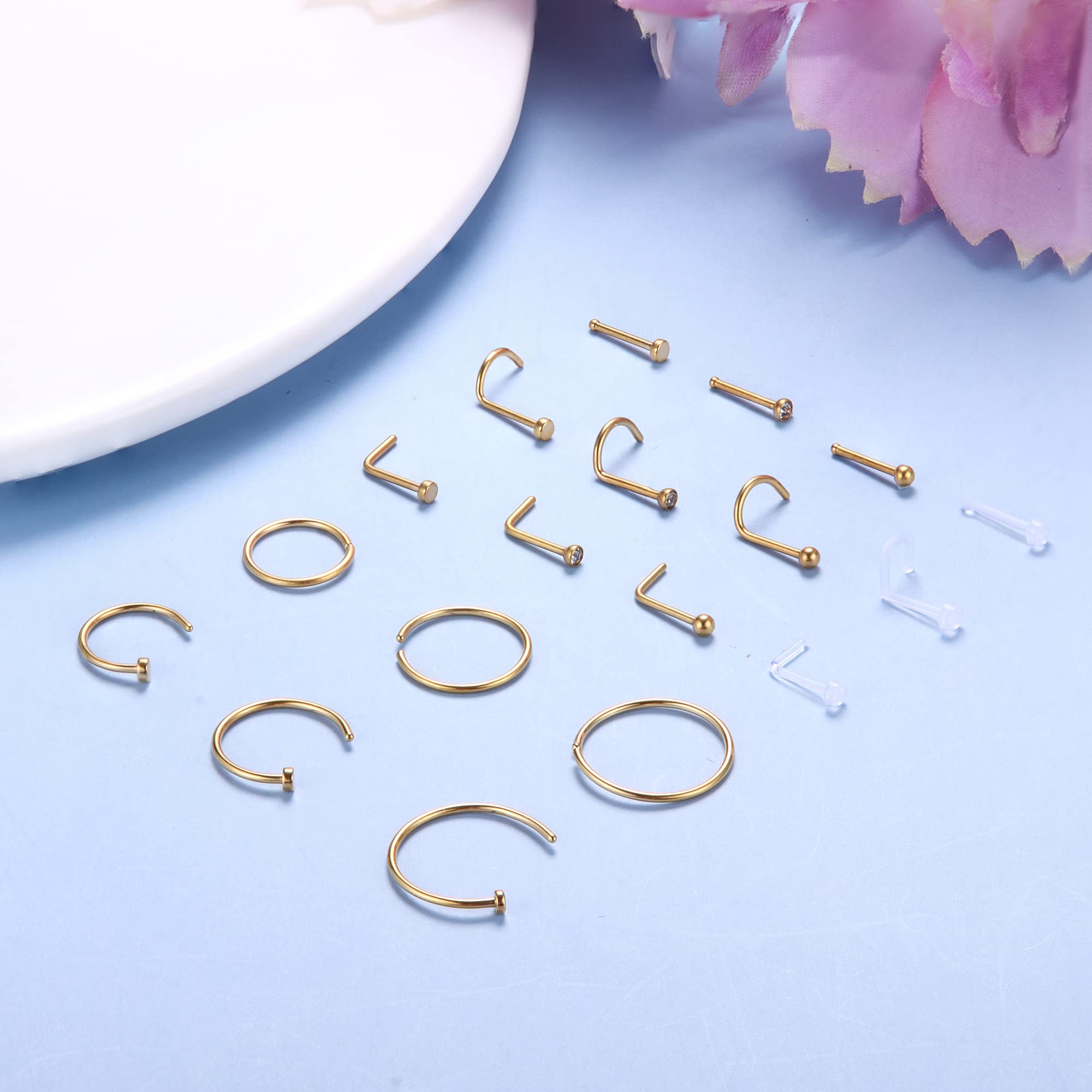 1PCS/18PCS Hypoallergenic Nose - Body Jewelry For Sensitive Skin avaliação e preço