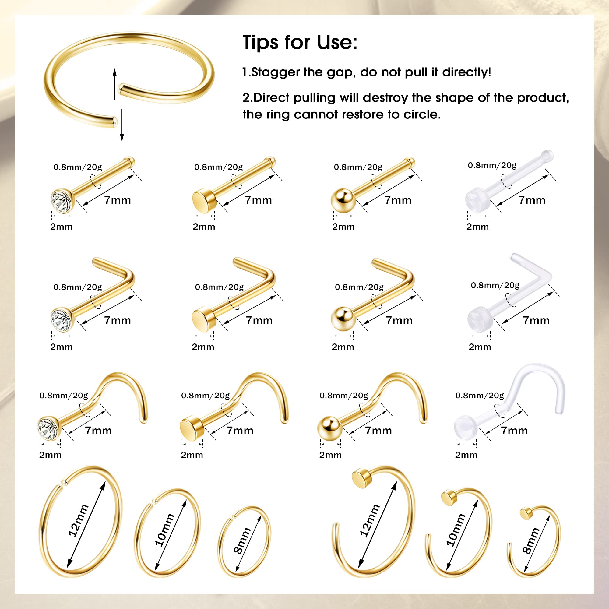 1PCS/18PCS Hypoallergenic Nose - Body Jewelry For Sensitive Skin avaliação e preço