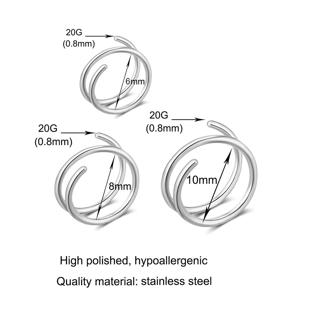 1PC Stainless Steel 316 Double - Body Jewelry Nose Ring avaliação e preço