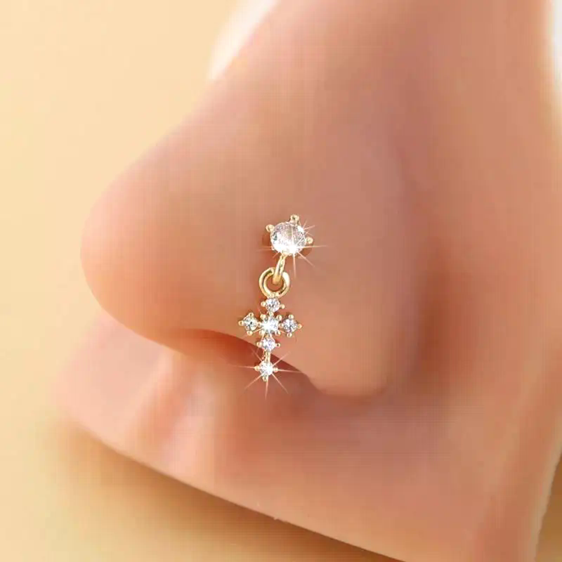 Dangle Nose Rings For Women Cr - Body Jewelry Nose Ring avaliação e preço