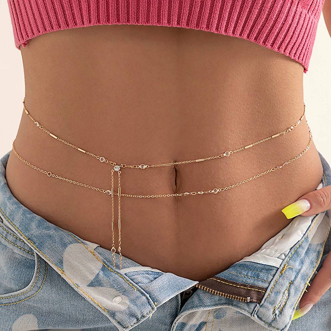 Double Layers Tassel Belly Cha - Body Jewelry Online avaliação e preço