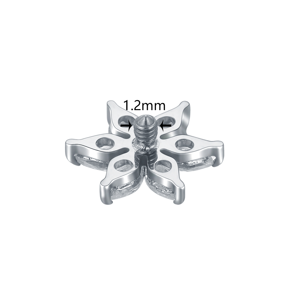 1/5PCS Titanium Crystal Flower - Body Jewelry Dermal avaliação e preço