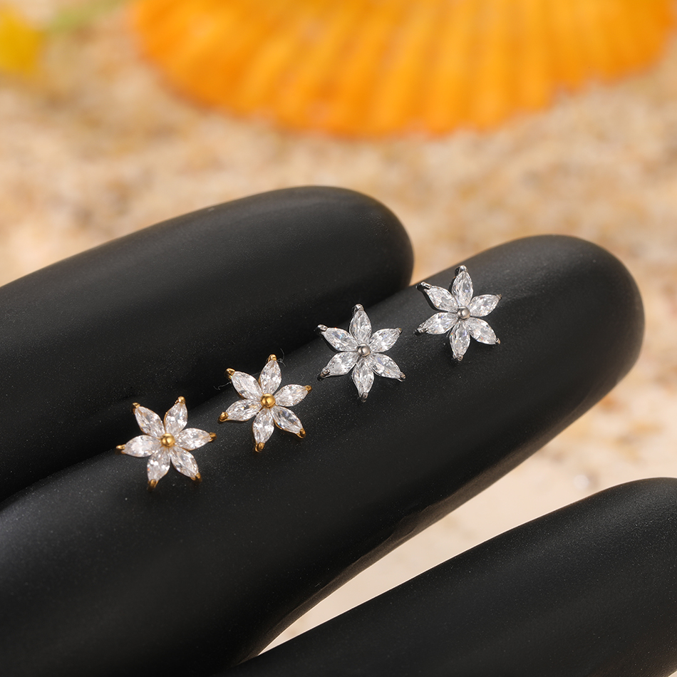 1/5PCS Titanium Crystal Flower - Body Jewelry Dermal avaliação e preço