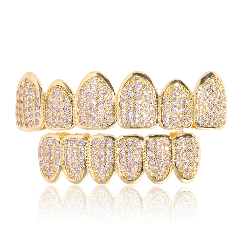 HipHop Iced Out Teeth Grillz S - Body Jewelry Gold Plated avaliação e preço