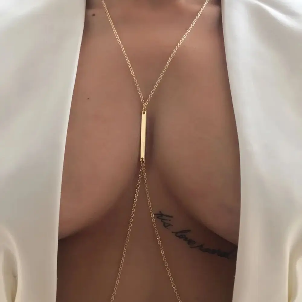 Sexy Metal Chest Chain Harness - Body Jewelry Bra avaliação e preço