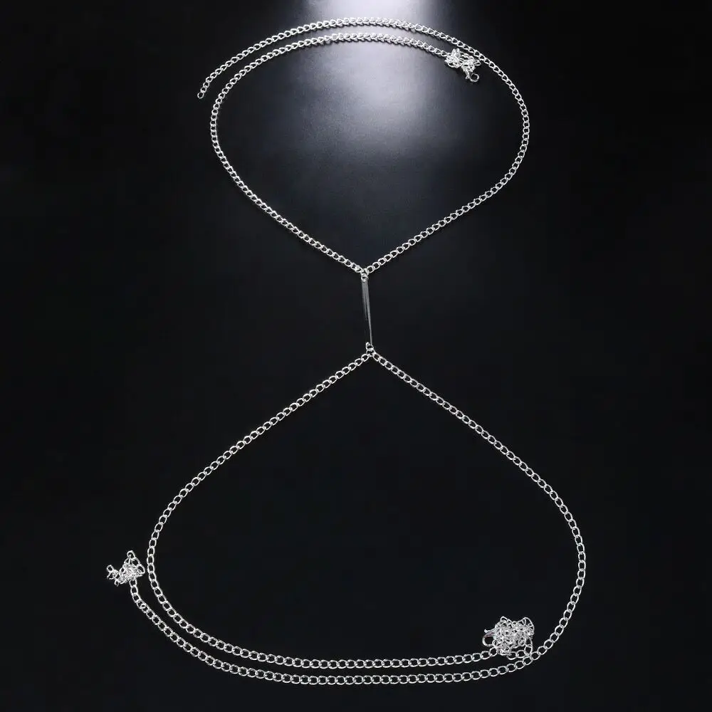 Sexy Metal Chest Chain Harness - Body Jewelry Bra avaliação e preço