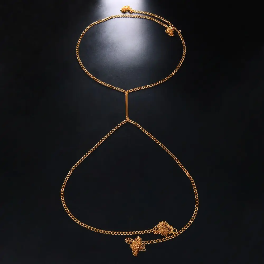 Sexy Metal Chest Chain Harness - Body Jewelry Bra avaliação e preço