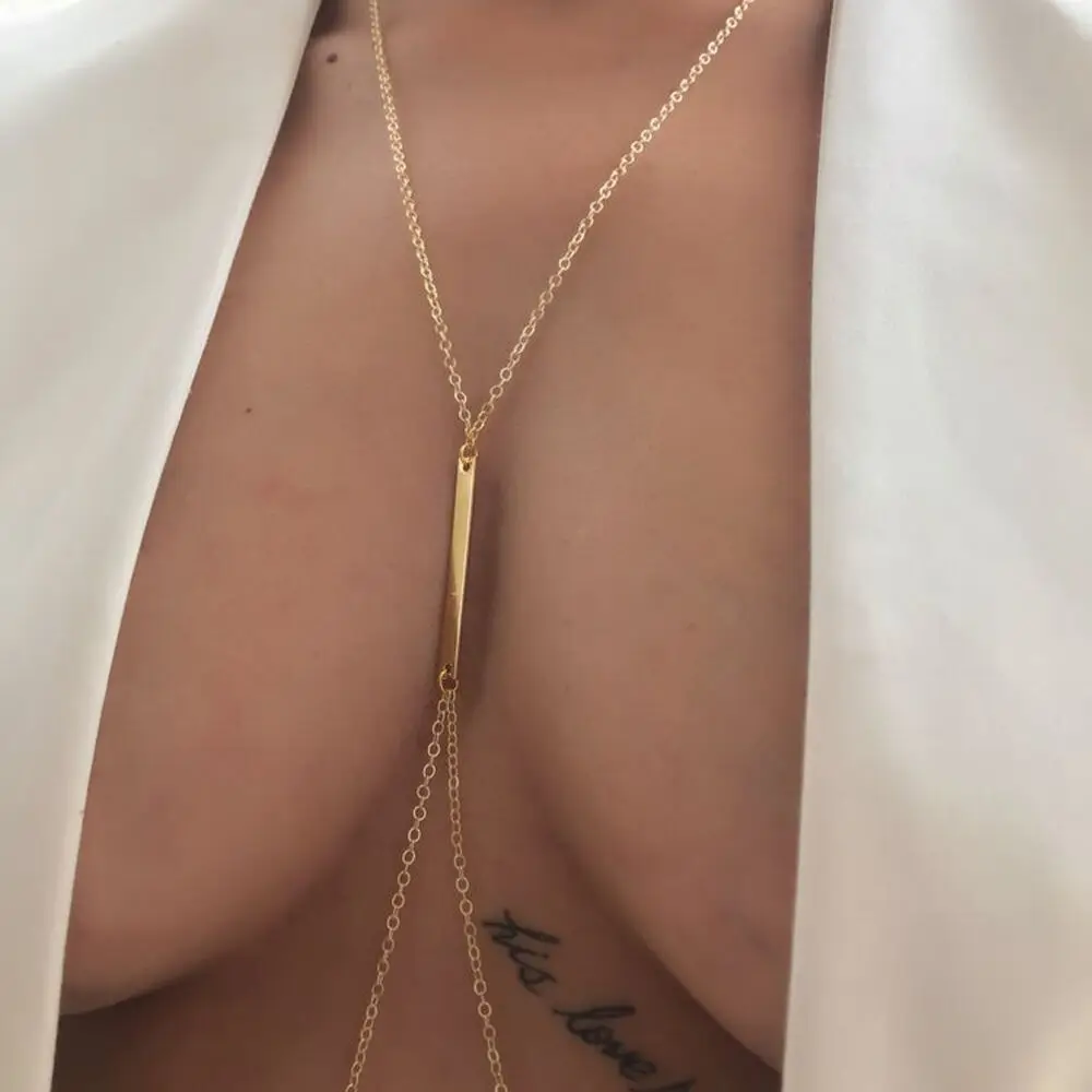 Sexy Metal Chest Chain Harness - Body Jewelry Bra avaliação e preço