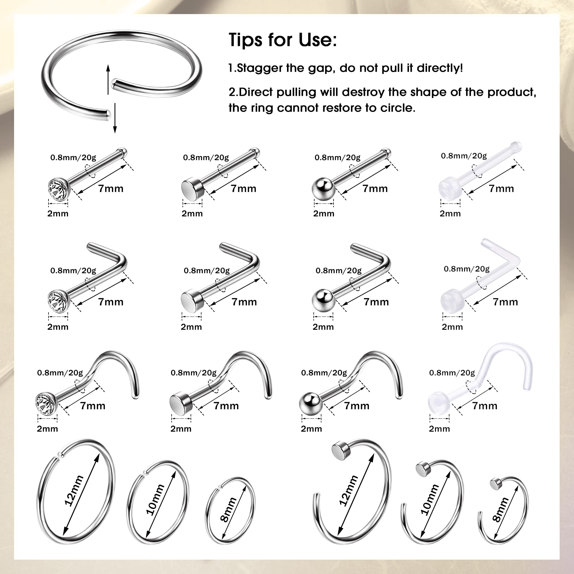 1PCS Hypoallergenic Nose Ring  - Body Jewelry For Sensitive Skin avaliação e preço