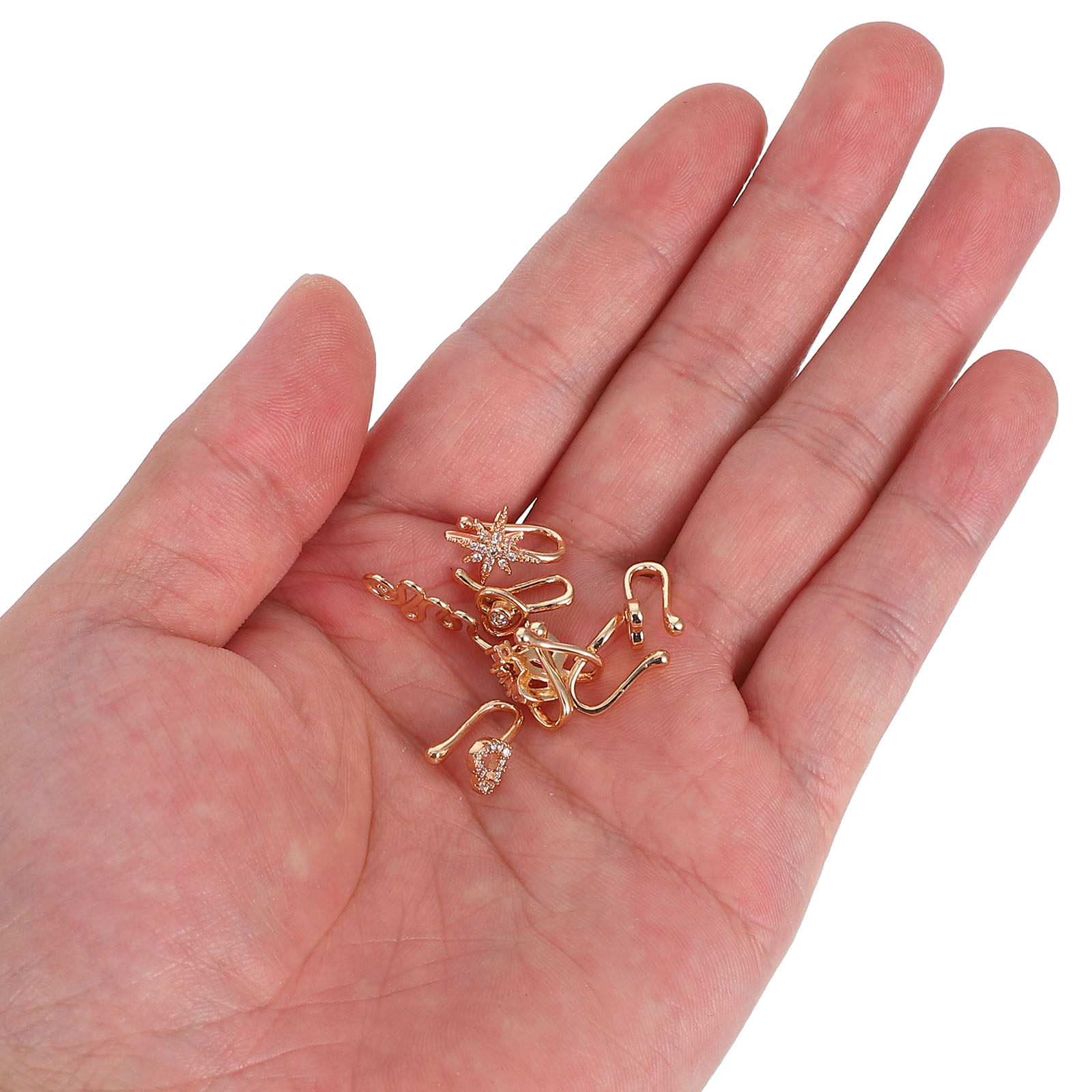11Pcs Faux Nose Rings Set Non  - Body Jewelry For Sensitive Skin avaliação e preço
