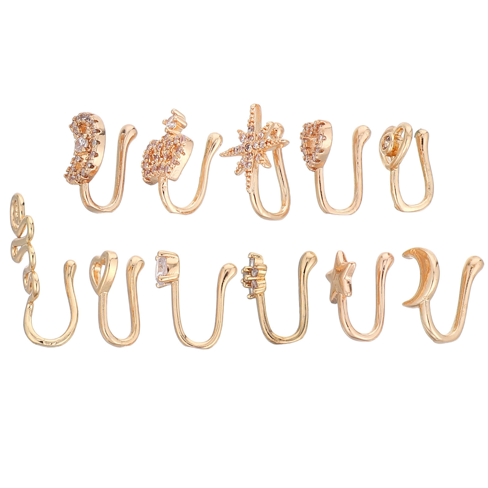 11Pcs Faux Nose Rings Set Non  - Body Jewelry For Sensitive Skin avaliação e preço