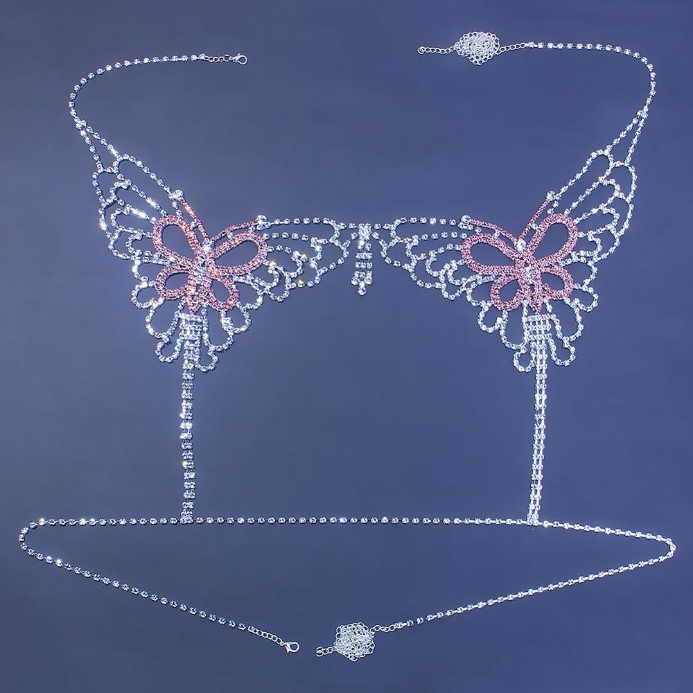 Sexy Butterfly Rhinestone Chai - Body Jewelry Bra avaliação e preço