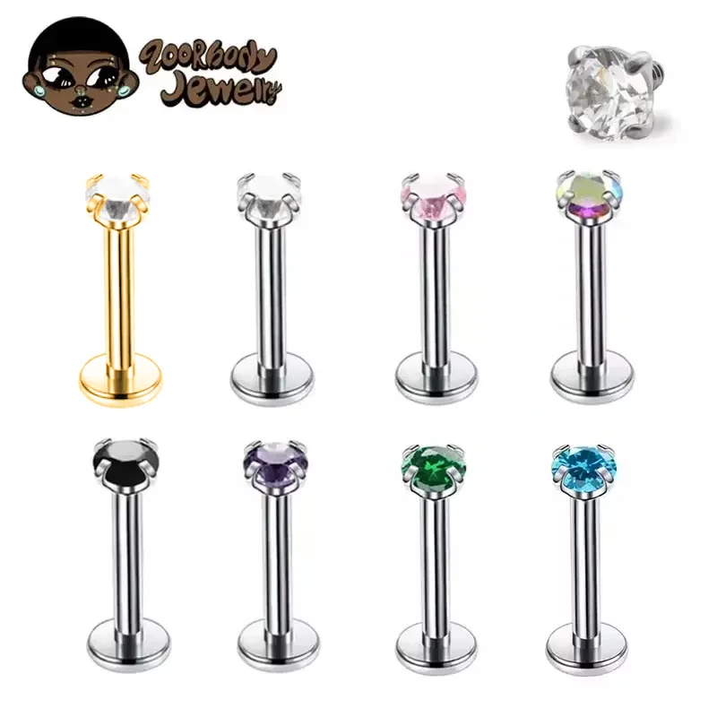1Pcs G23 Titanium Piercing CZ  - Zoor Body Jewelry avaliação e preço