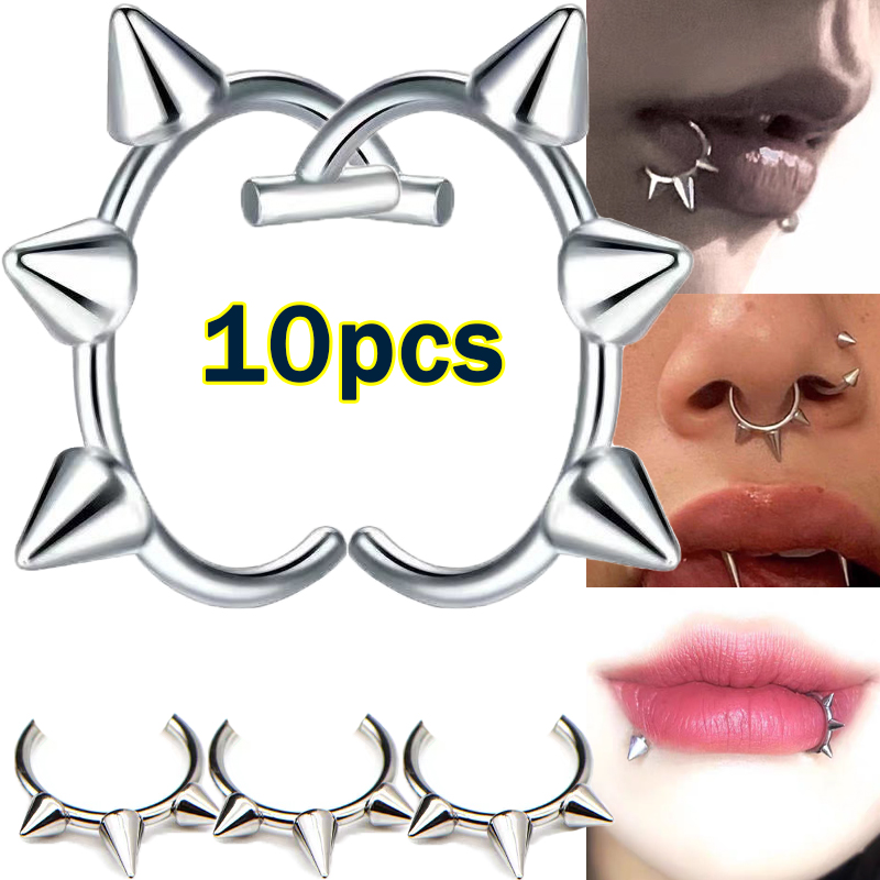 10pcs Punk Nose Ring One Nail  - Body Jewelry Nose Ring avaliação e preço