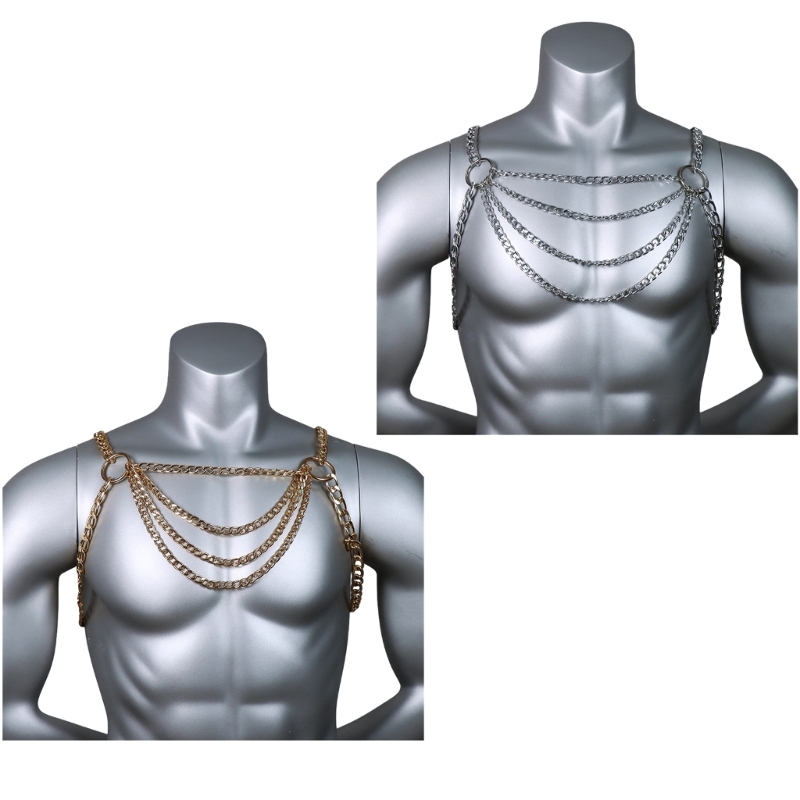 Men's Sexy Metal Body Chest Ch - Body Jewelry Chest avaliação e preço