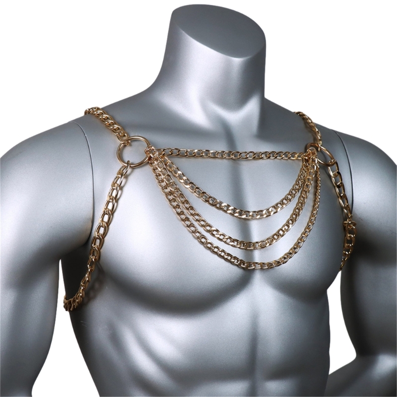 Men's Sexy Metal Body Chest Ch - Body Jewelry Chest avaliação e preço