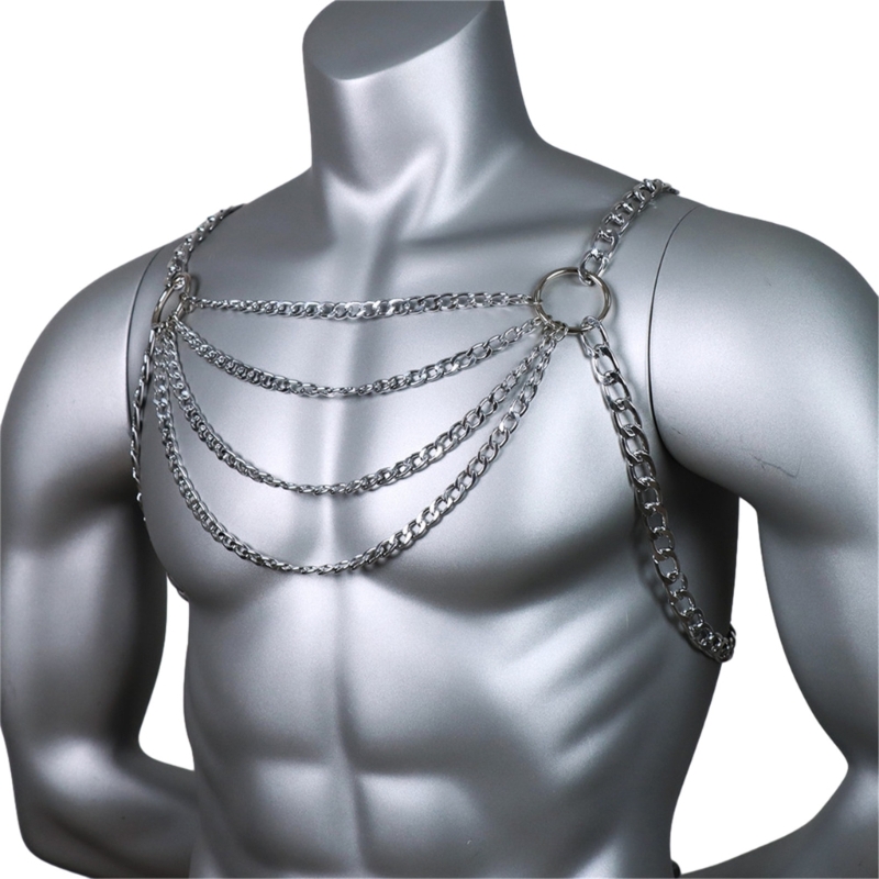 Men's Sexy Metal Body Chest Ch - Body Jewelry Chest avaliação e preço