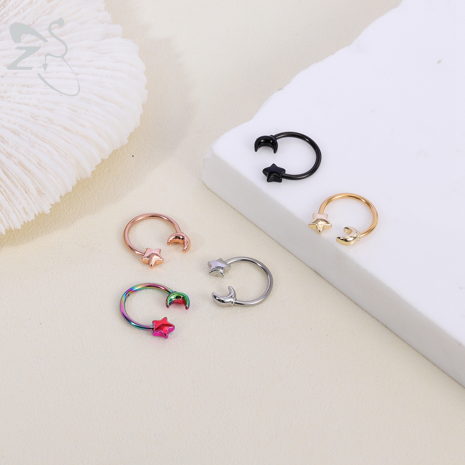 ZS 1PC 16G Star Heart Septum R - Zoor Body Jewelry avaliação e preço