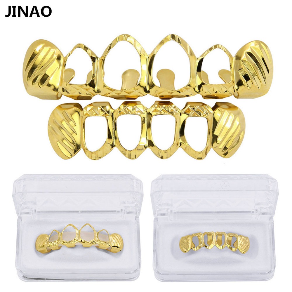 JINAO New Fit D-Cut Grillz Set - Body Jewelry Gold Plated avaliação e preço
