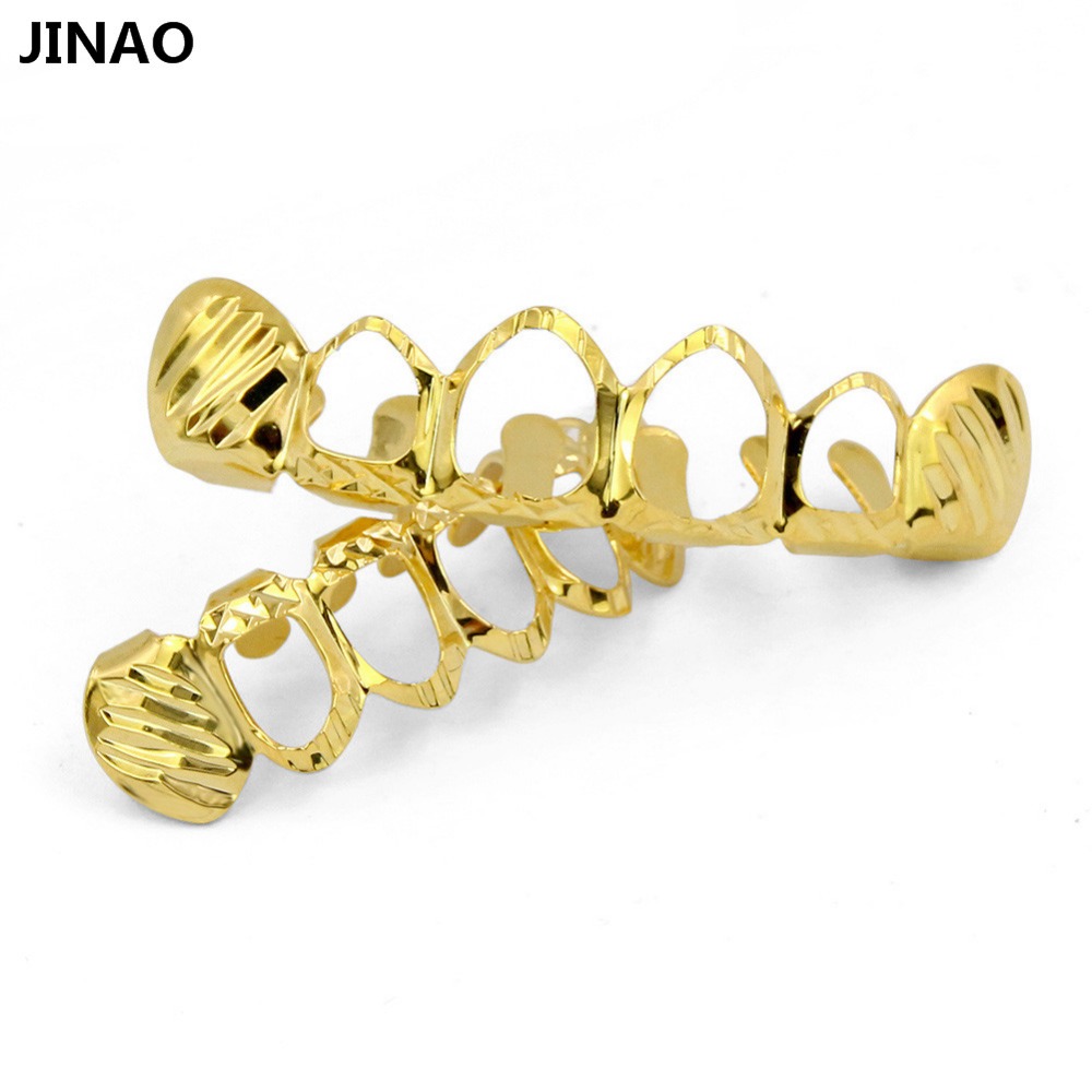 JINAO New Fit D-Cut Grillz Set - Body Jewelry Gold Plated avaliação e preço