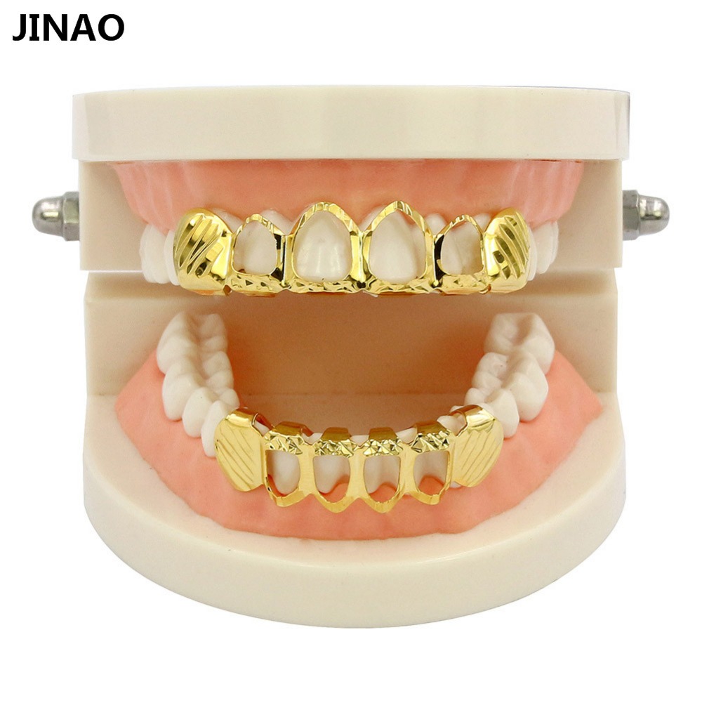 JINAO New Fit D-Cut Grillz Set - Body Jewelry Gold Plated avaliação e preço