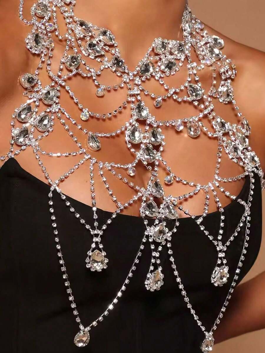 Rhinestone Body Chain Bra Neck - Body Jewelry Bra avaliação e preço