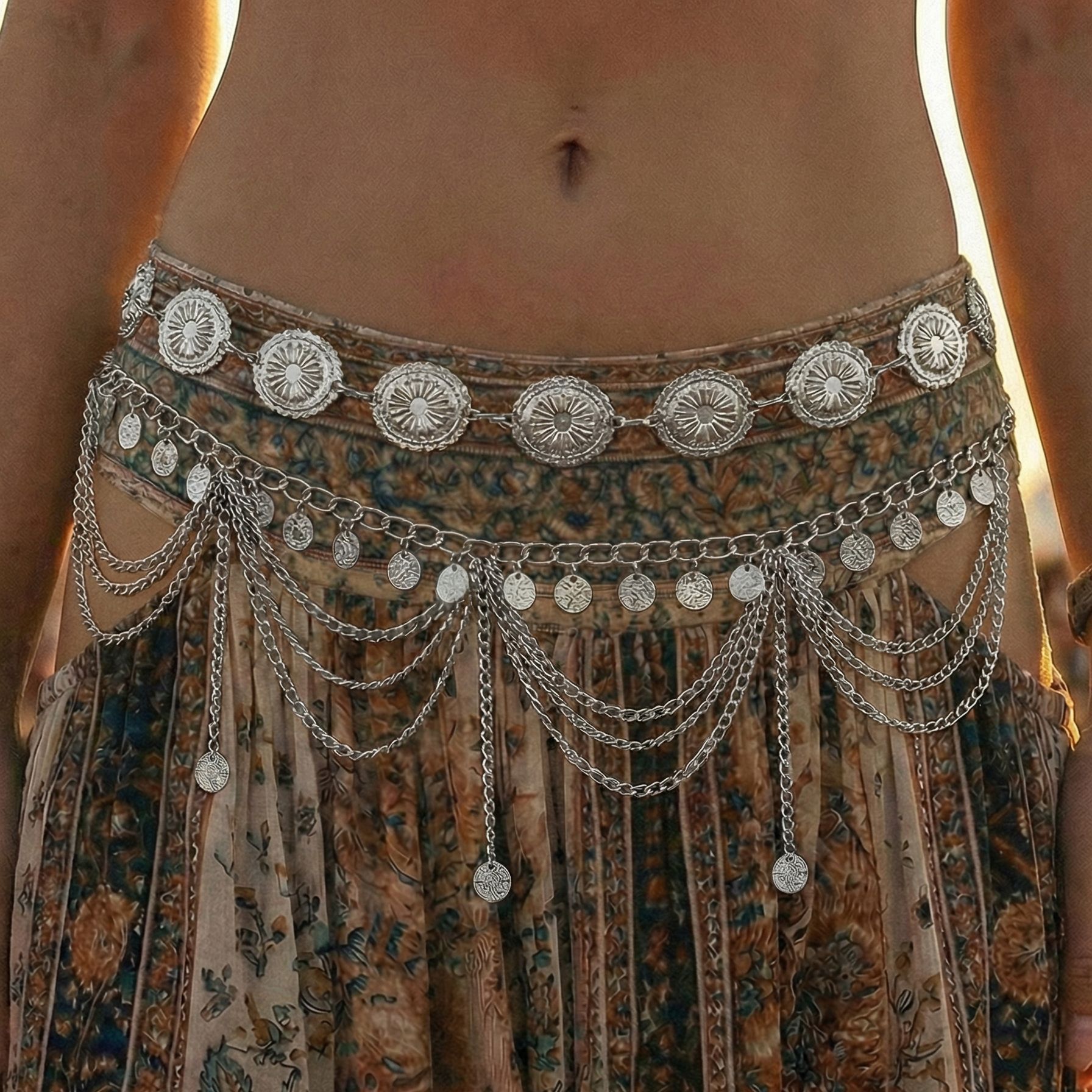 Vintage Tribal Coin Fringe Wai - Body Jewelry Gold Plated avaliação e preço