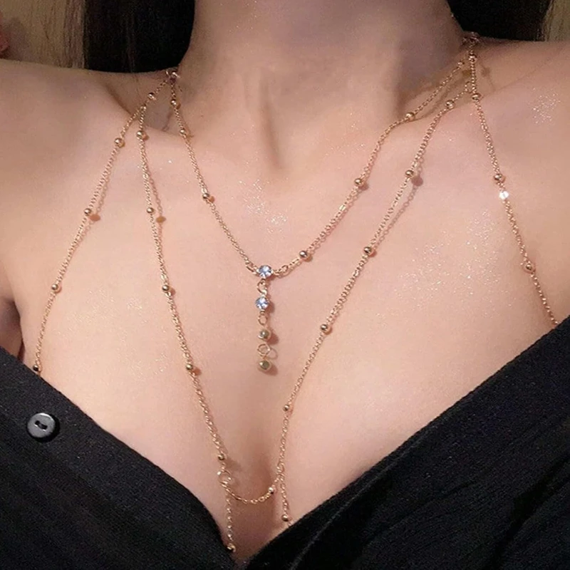 Women's sexy multi-layer neckl - Body Jewelry Chest avaliação e preço