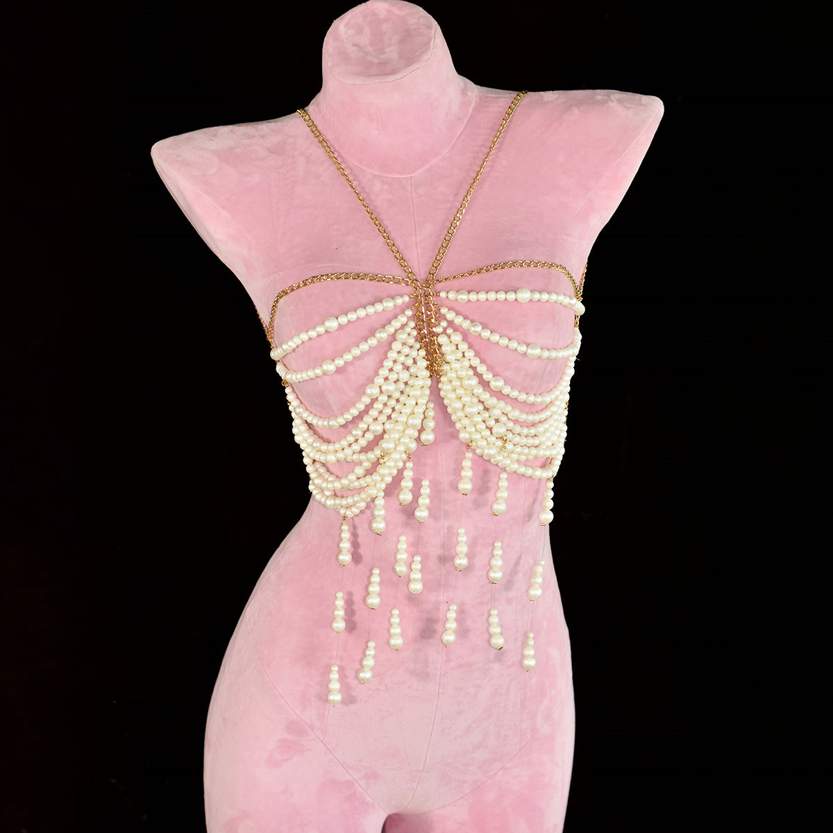 Fashion Wrinkle Texture Pearl  - Body Jewelry Bra avaliação e preço