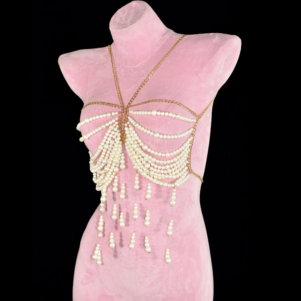 Fashion Wrinkle Texture Pearl  - Body Jewelry Bra avaliação e preço