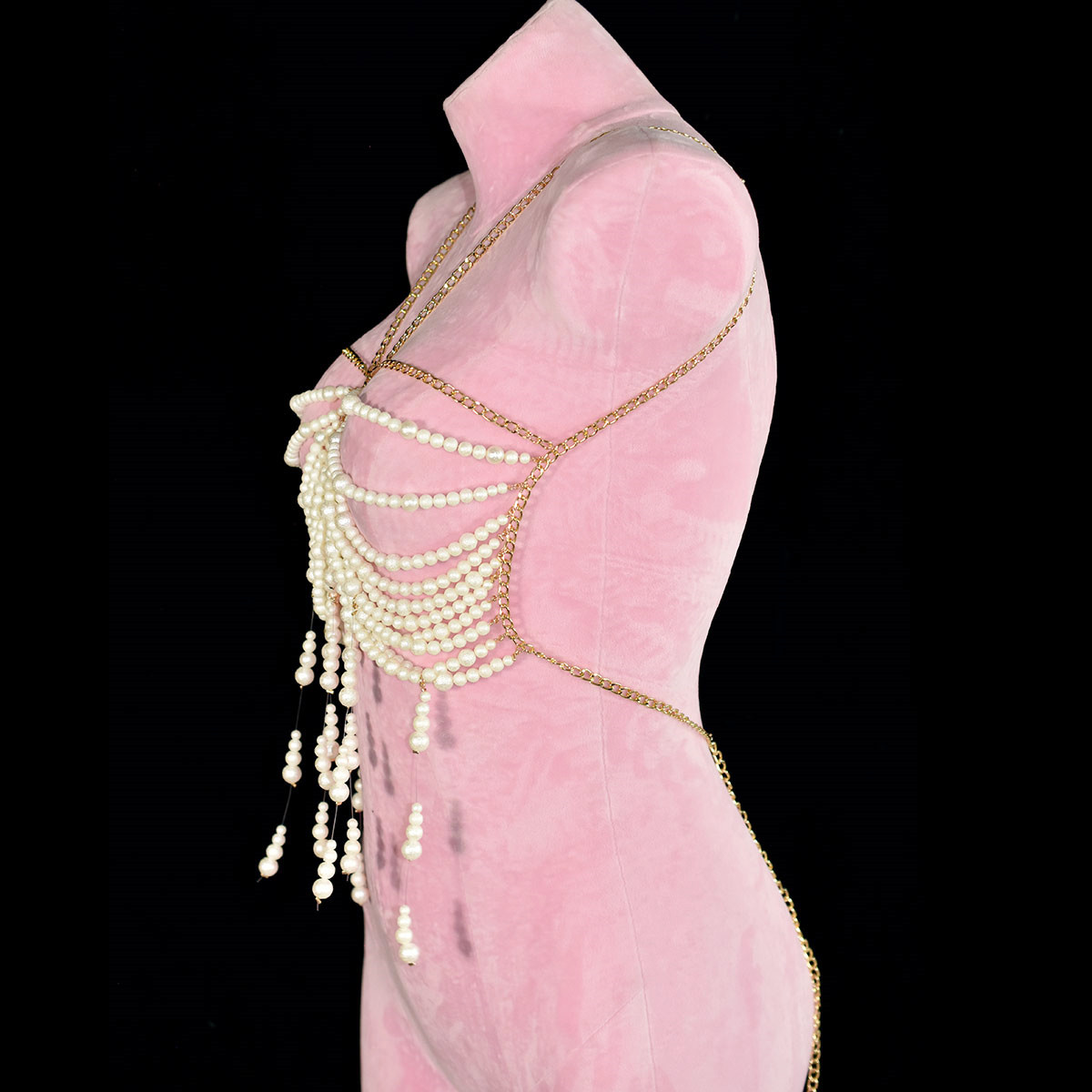 Fashion Wrinkle Texture Pearl  - Body Jewelry Bra avaliação e preço