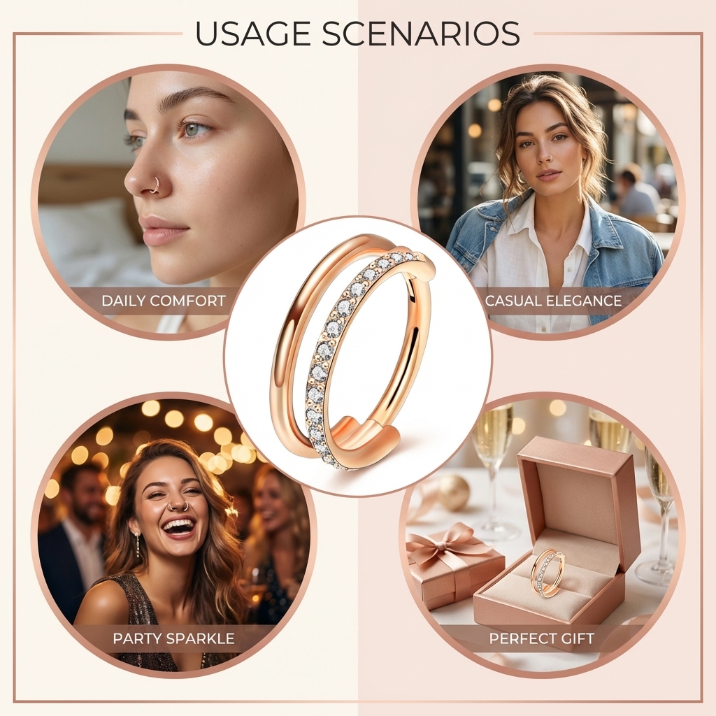 G23 Titanium Nose Ring With Zi - Body Jewelry For Sensitive Skin avaliação e preço