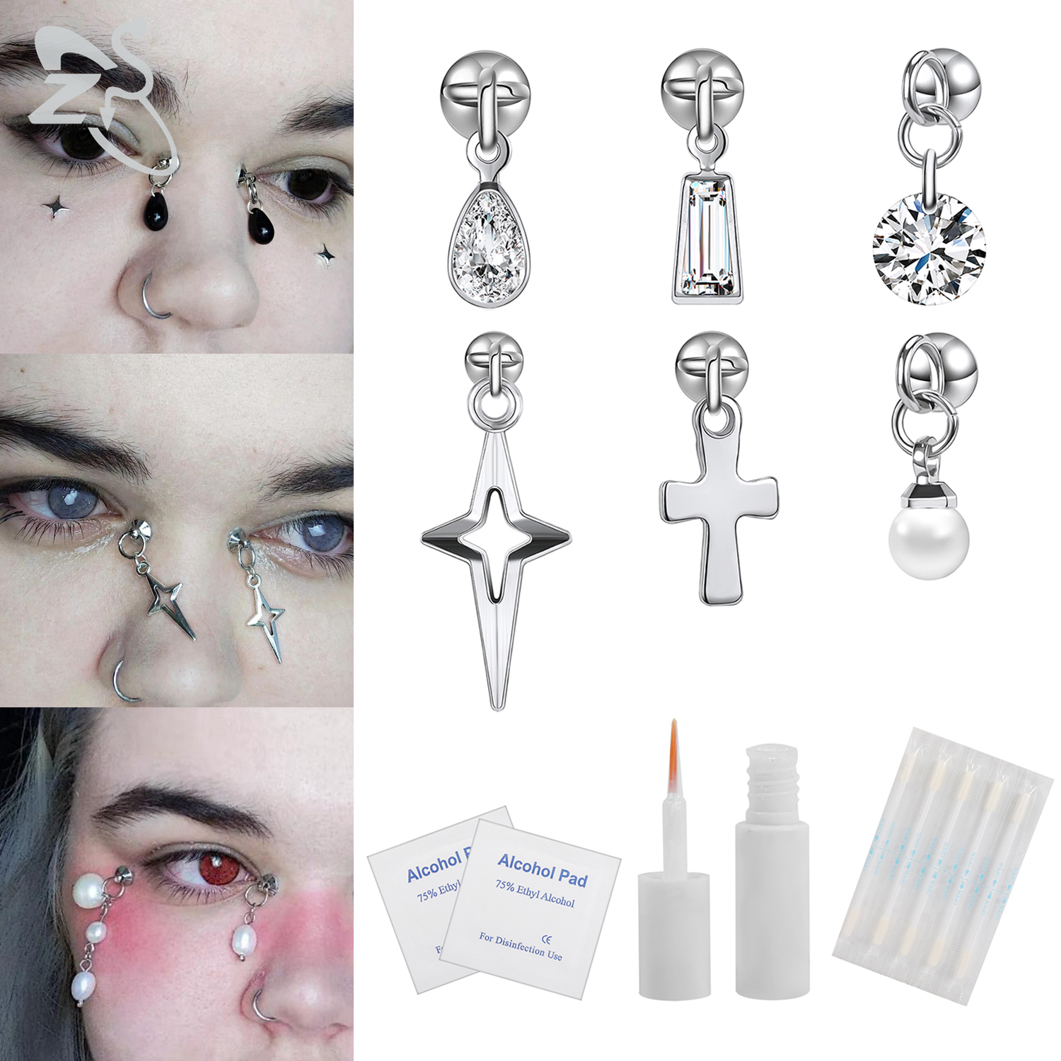 ZS 1 Set Fake Eyebrow Ring Men - Body Jewelry Nose Ring avaliação e preço