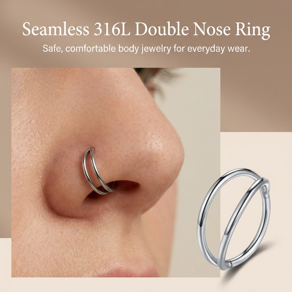 316L Stainless Steel Double La - Body Jewelry For Sensitive Skin avaliação e preço