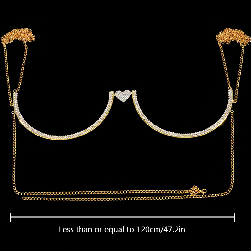 Stonefans Heart Rhinestone Che - Body Jewelry Bra avaliação e preço