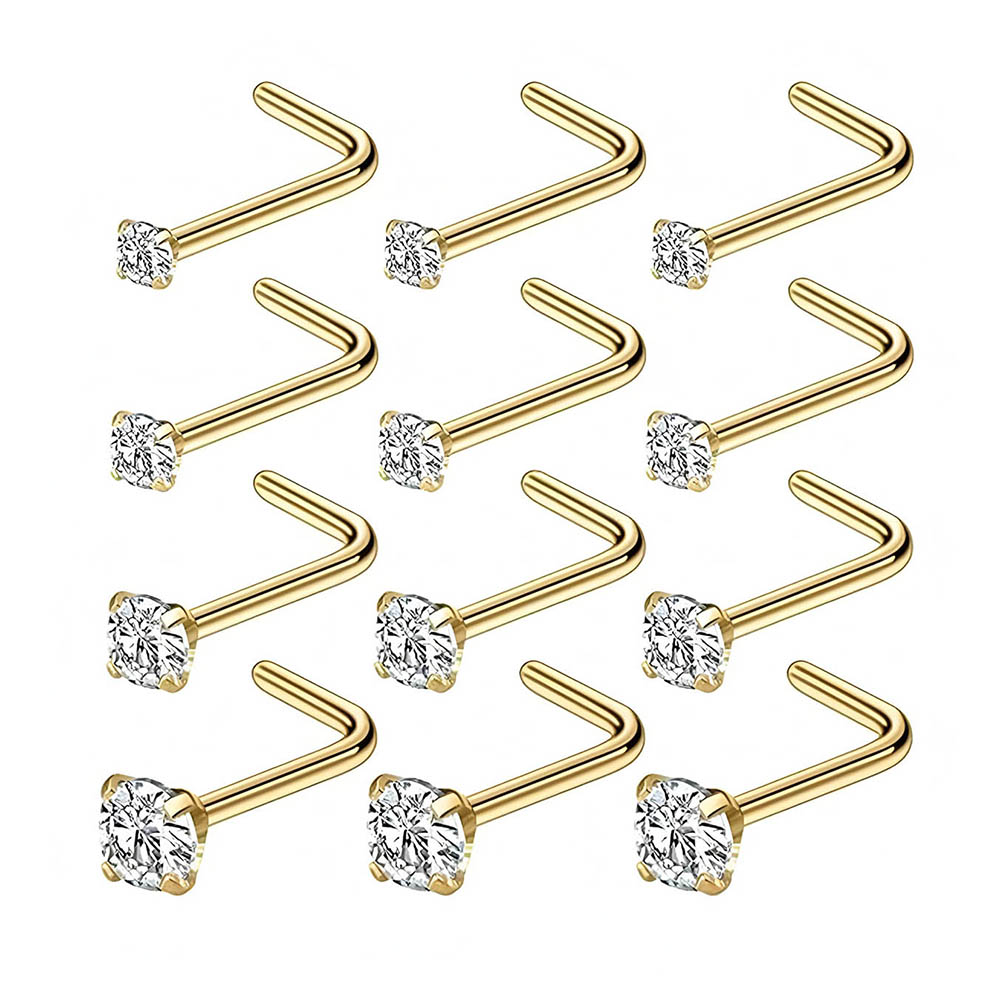 12-Piece Full Set 316L Hypoall - Body Jewelry Nose Ring avaliação e preço